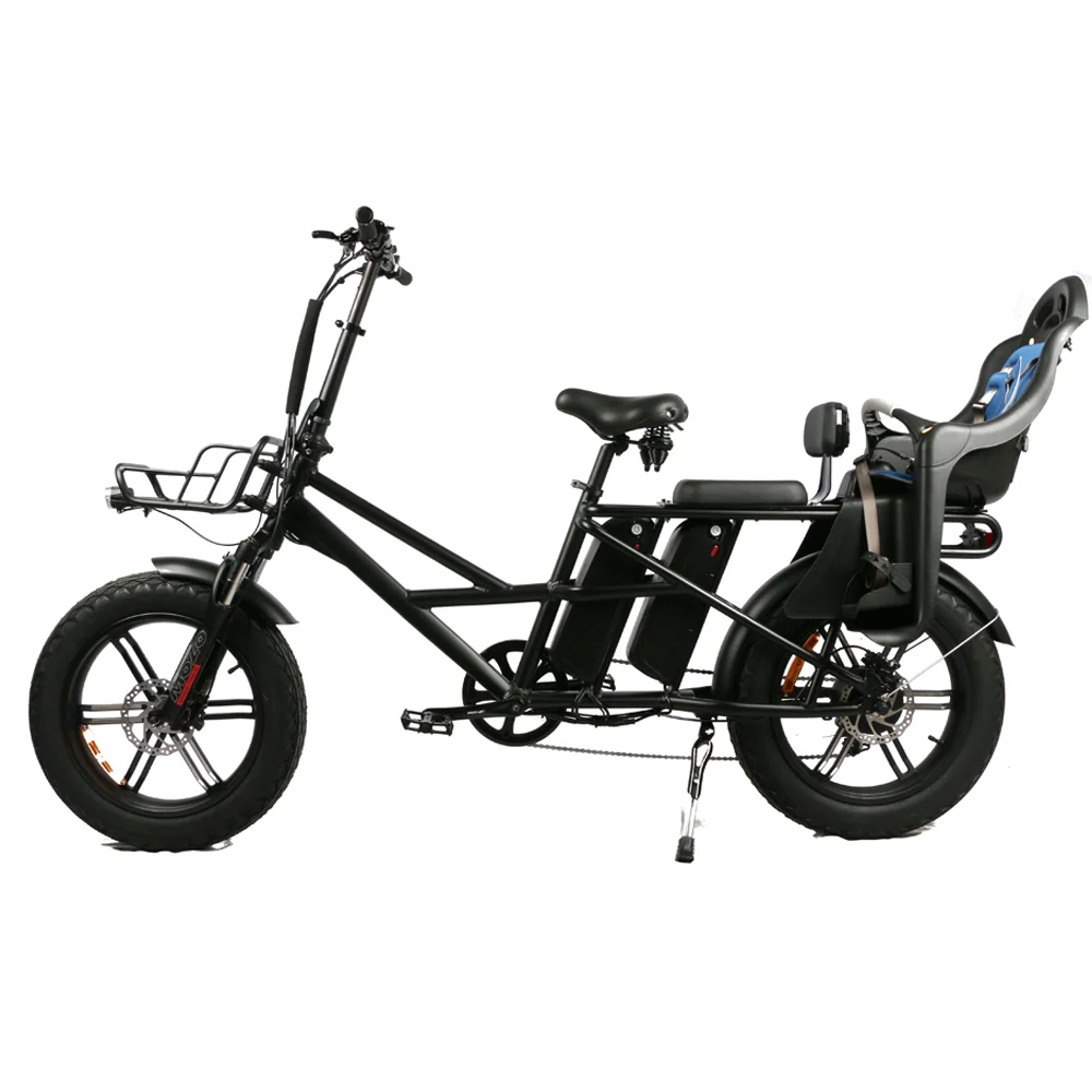 Baby Care Green Pedal Design Low Step Thru Lady Frame 20inch 15Ah 48V 350W/500W Long Tail Dual Battery Cargo Bike