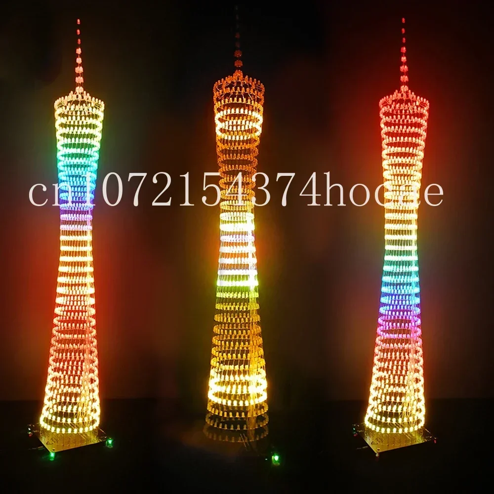 Bluetooth welding kit, colorful Guangzhou Tower, 32 floors, X32 columns, LED light cube, music score, unassembled