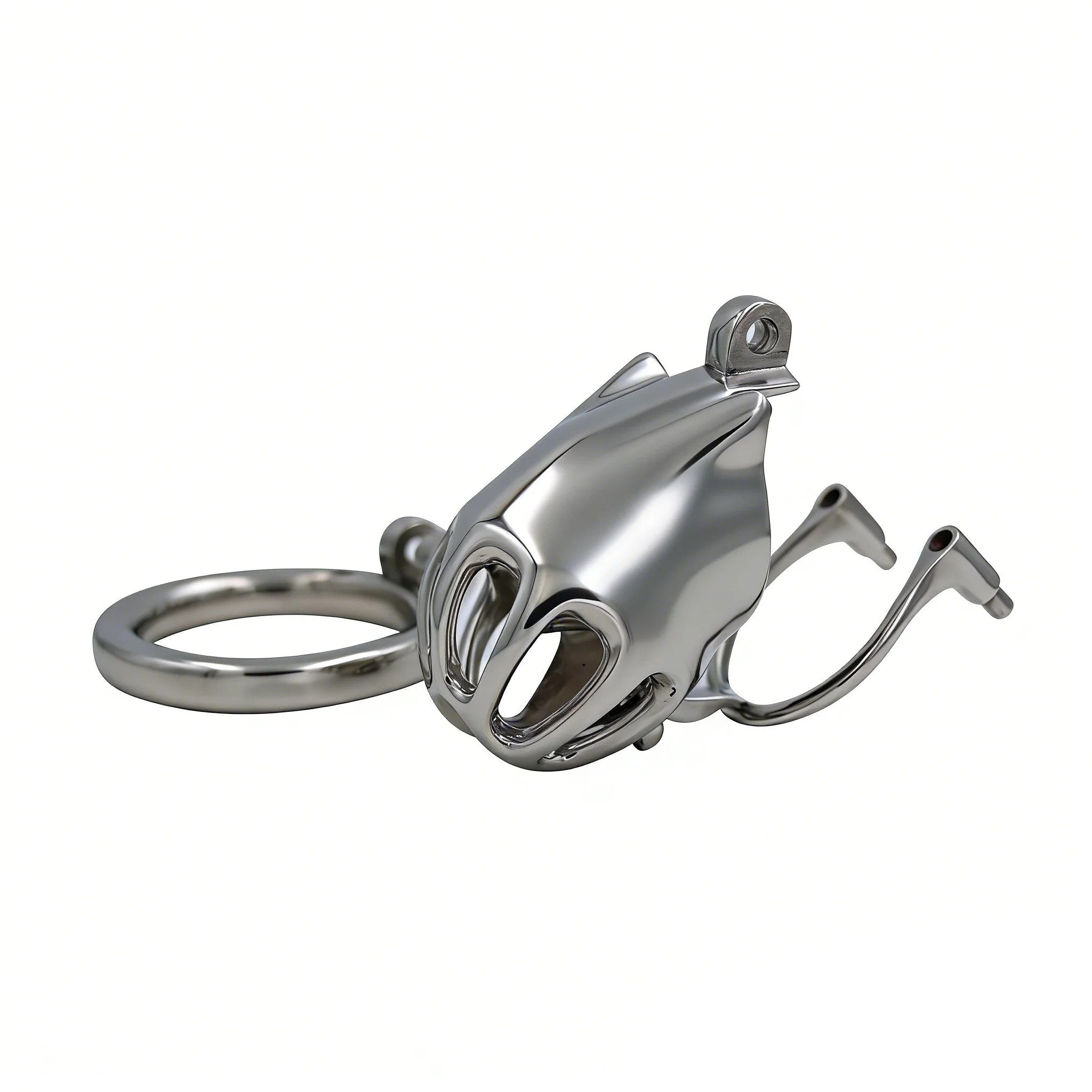 Stainless Steel Foldable Chastity Cage for Men, Durable CB Lock Penis Device with Folding Hinge, Heavy Duty Genital Restraint f
