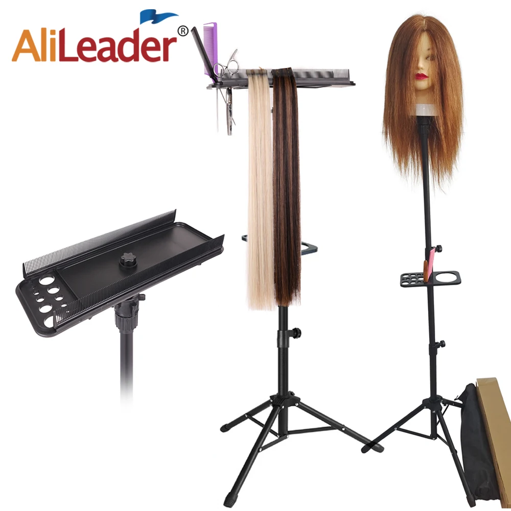 

125Cm Wig Stand With Tray Mannequin Head Stand Adjustable Wig Tripod With Hair Tray For Salon Hairdresser Hairdressing Training