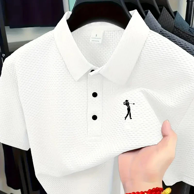 Summer men's casual round-neck shirt - lightweight elastic design, soft and comfortable fabric, short sleeves, fashionable and c