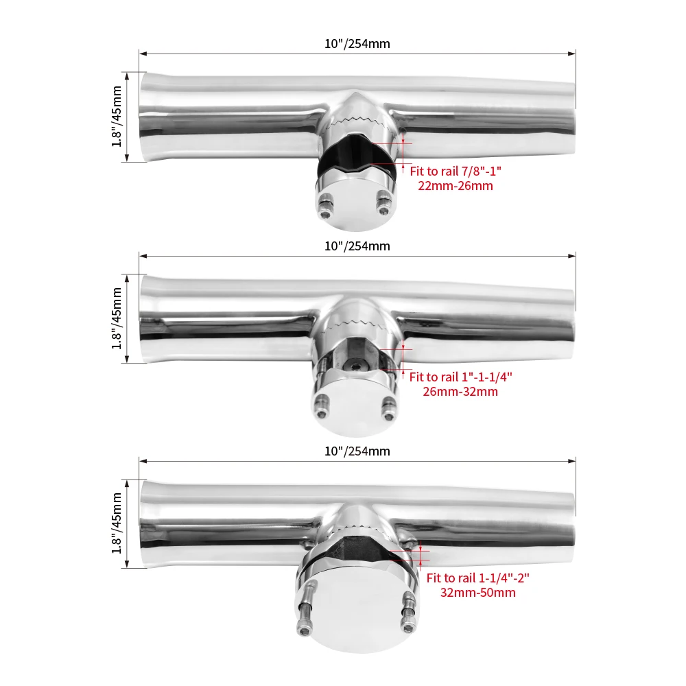 1-個-釣り竿ホルダー、ロッドホルダーのステンレストーナメントスタイルクランプ、レール用レールマウント釣り竿ホルダー。