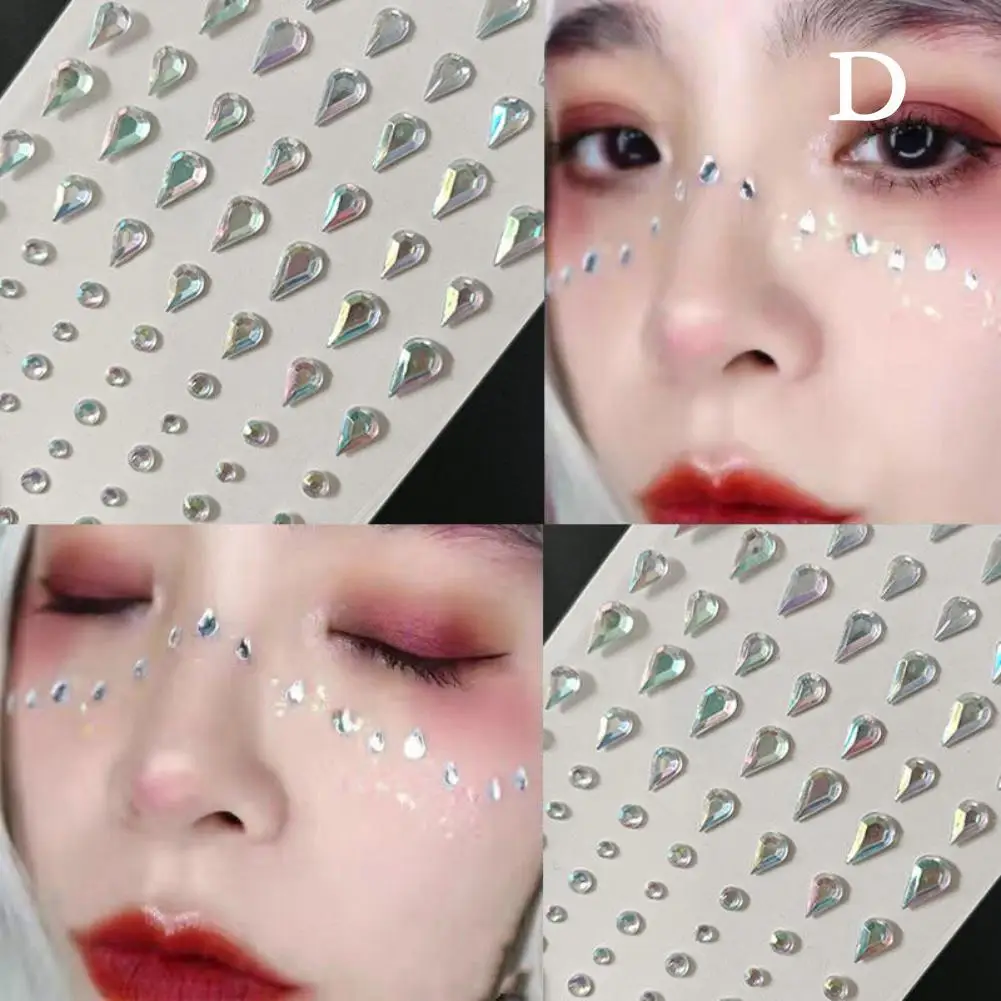 3D Glitter Rhinestone Stickers Face Eyes Nail Self Adhesive Acrylic Diamond Jewels Pearls Stickers Party Festival Makeup Tattoo