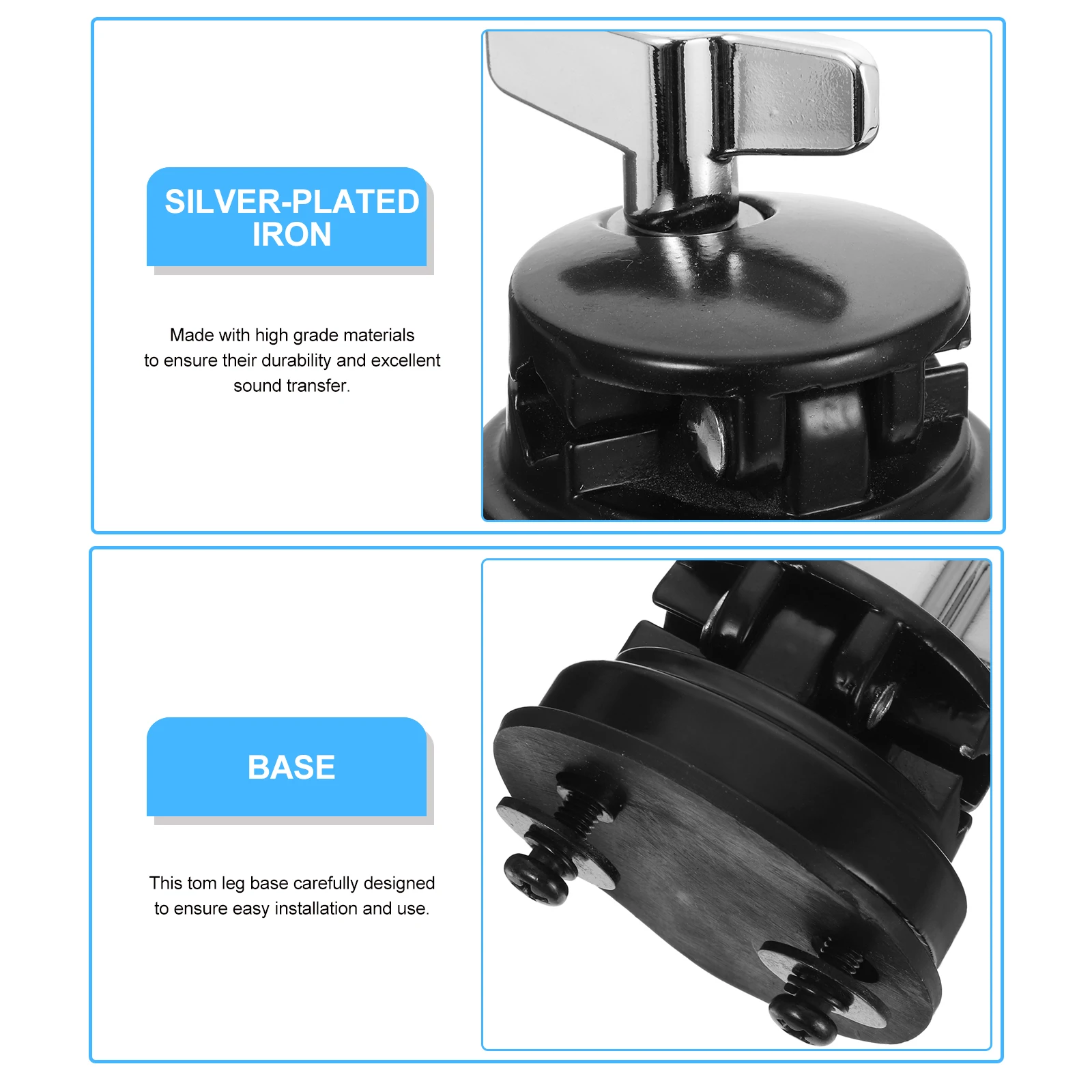 

Adjustable Tom Kit Mount Bracket Floor Tom Leg Clamp Replacement Stand For Drum Set Alloy Base Durable Silver Plated Iron