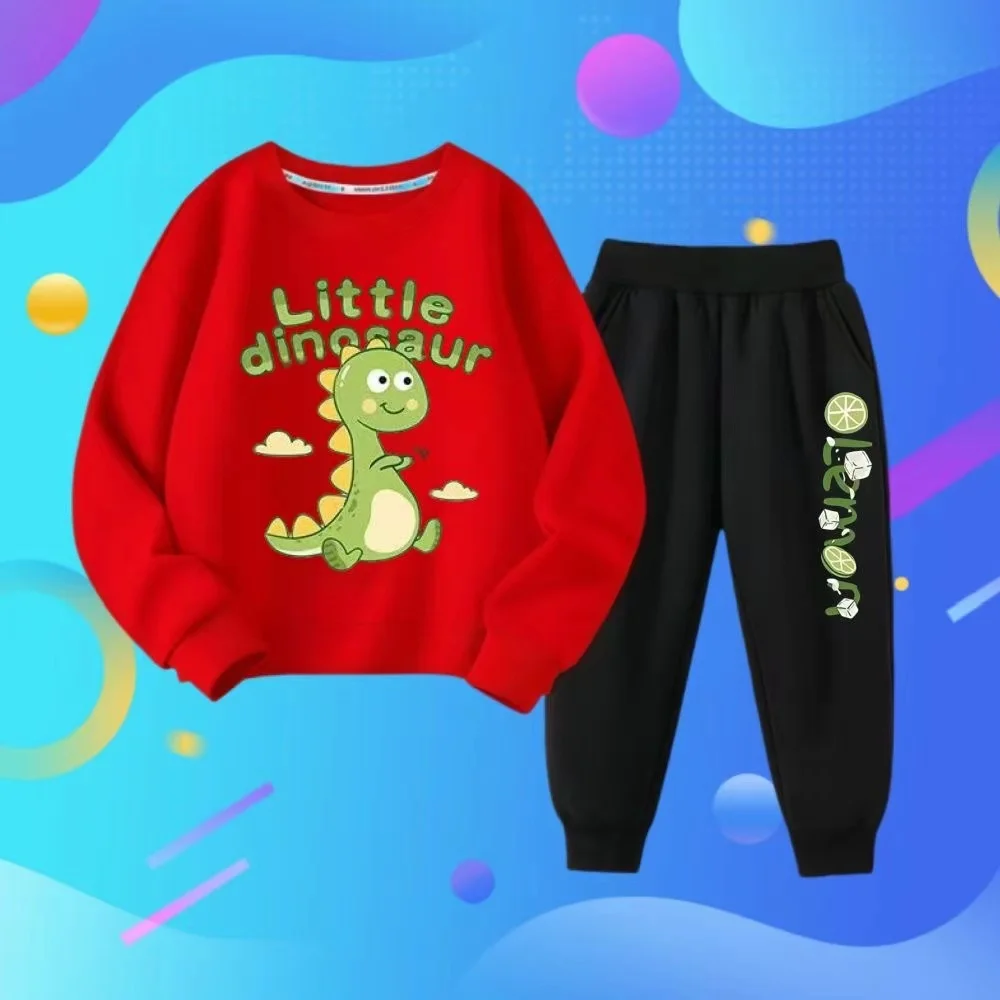 Frühling Baby Jungen Kleidung Set Kind Mädchen Cartoon Dinosaurier Gedruckt Sweatshirts Pullover Top Und Hosen 2PCS Anzug Kinder Trainingsanzüge