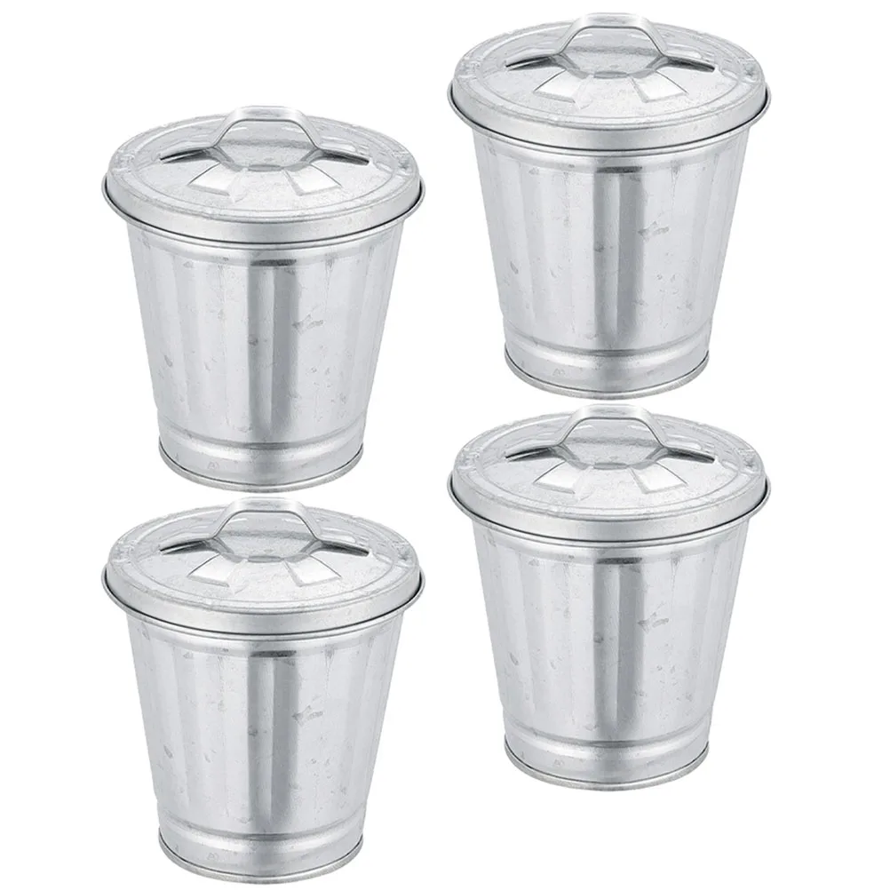 

4pcs Mini Trash Can Desktop Storage Jar Flower Pot Pen Holder Color Multi Functional Home Daily Use