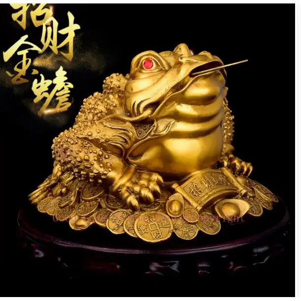 HOT SALE # SHOP HOME hall Lobby Porch Reception efficacious Mascot Inviting money wealth GOLD JIN CHAN FENG SHUI COPPER statue