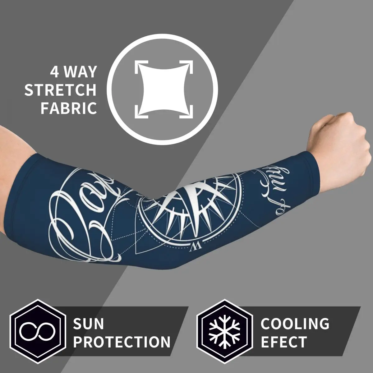 Nautischer Kompass Kapitän Anker Boot Armstulpen Männer Frauen Sonne UV-Schutz Tattoo Cover Up Sport Kühlung Radfahren