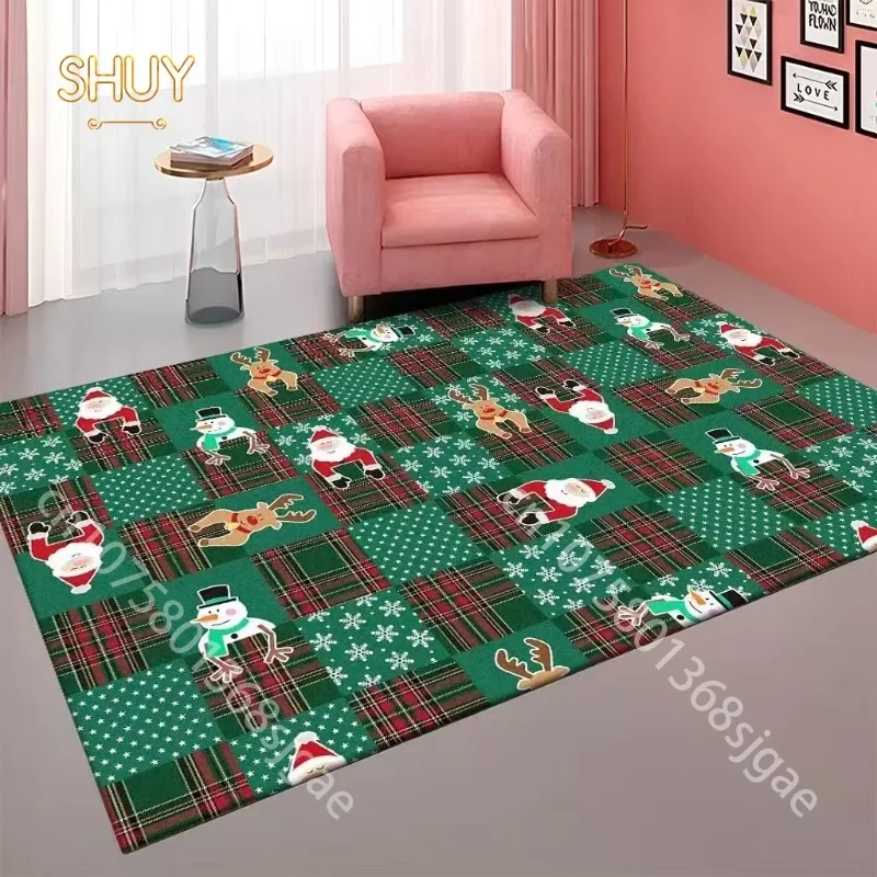 Christmas Carpet Snowman Santa Claus Floor Mat Living Room Bedroom Decoration Large Area Rug Kitchen Decor Mats Bathroom Rugs