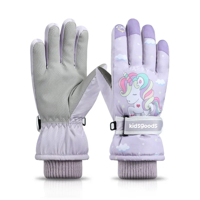 Winter gloves for children aged 6-12 outdoor play skiing snow playing waterproof plush warm gloves winter accessories for kids