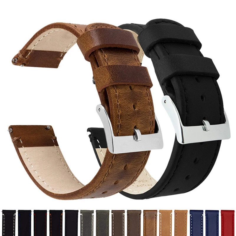 Leather Watch bracelet 20mm 22mm Universal smartwatch strap Quick Release strap watch accessories