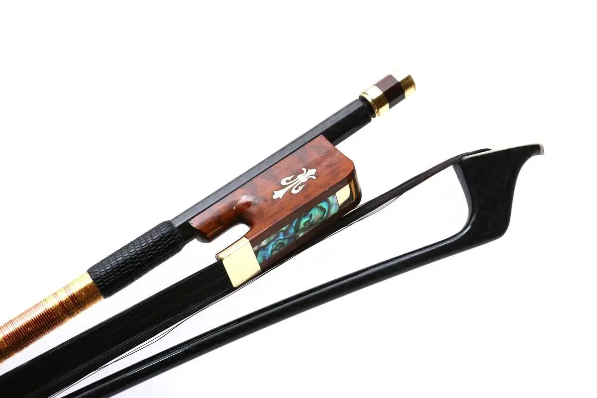 1pcs Cello Bow 4/4 Carbon Fiber Stick Snakewood Frog Black Bow hair