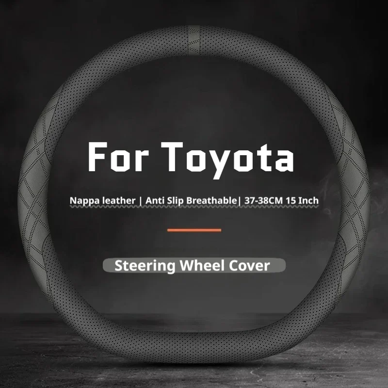 For Toyota Leather Car Steering Wheel Cover Ultra Thin Premium Fit Tacoma Fortuner Prado Land Cruiser RAV4 Camry Accessories