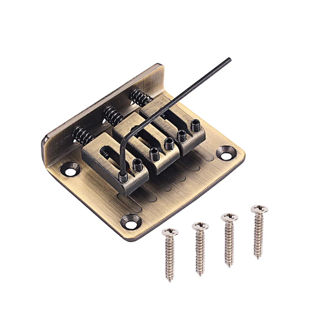 

3 Strings Fixed Saddle Bridge Electric Guitar Hardtail Replacement Non-Tremolo Bridge Kit Durable Die-Cast Alloy High Gloss
