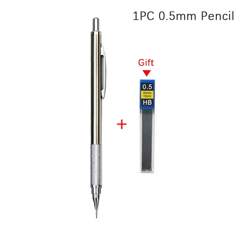 0,3 0,5 0,7 0,9 1,3 2,0 mm Druckbleistift-Set, Vollmetall, Kunst, Zeichnung, Malerei, automatischer Bleistift mit Minen, Büro, Schulbedarf