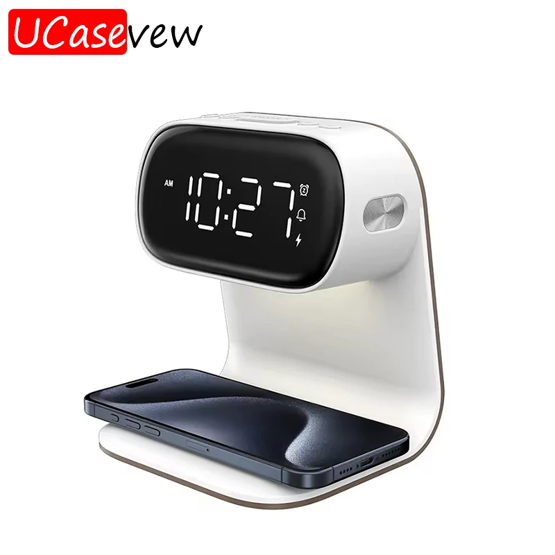 

15W 3 in 1 Multi-functional LED Warm Light Night Alarm Clock Support Mobile Phone For iPhone Huawei Samsung Fast Charging Dock