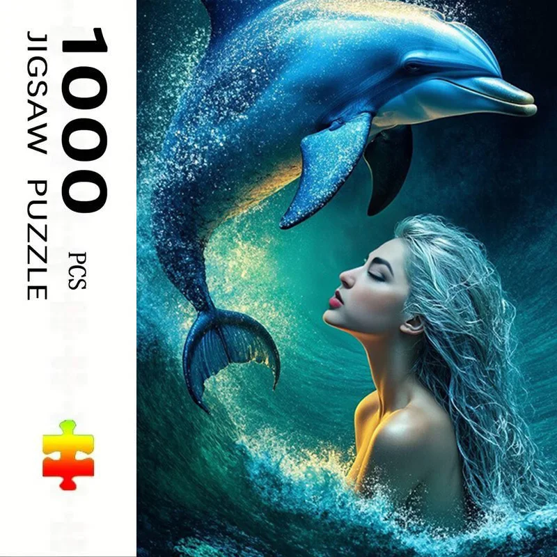 

Пазл из 500/1000 деталей: Искусство и красота, тема дельфинов. Развивающая игрушка-головоломка для детей. Подарок для детских игр.
