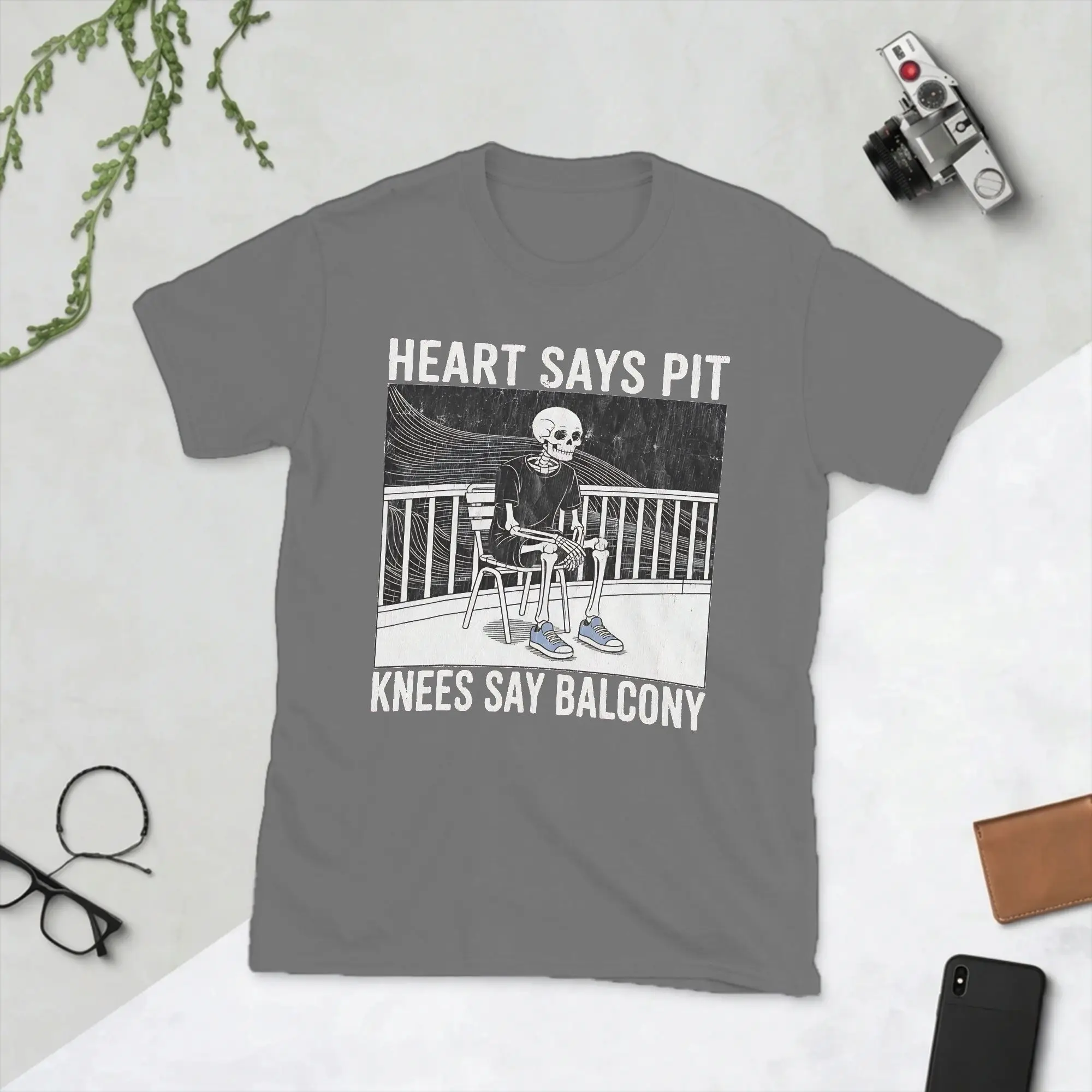 Harajuku Heart Says Pit Knees Say Balcony Retro  Tshirts Unisex O-neck Short Sleeve Tops  100%Cotton Summer TopsTops