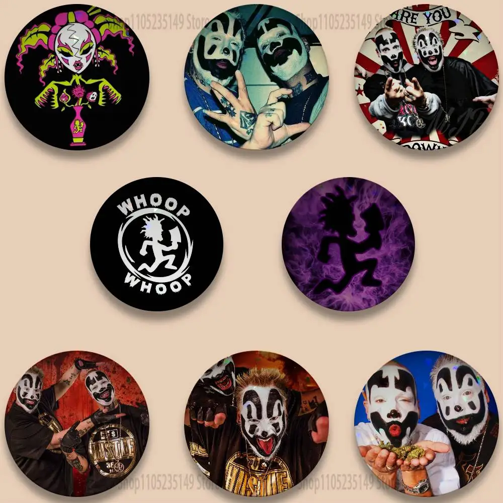 I-Insane Clown Posse Cartoon Badge Stage Brooches on Backpack Clothes Handmade Round Enamel Pins for Jewelry Gift Bag Accessory