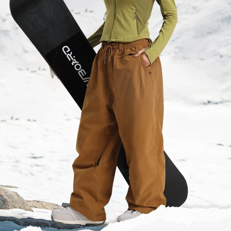 

Women's Winter Warm Breathable Casual Ski Pants Men's Loose Windproof Waterproof Abrasion Resistant Outdoor Sports Ski Pants