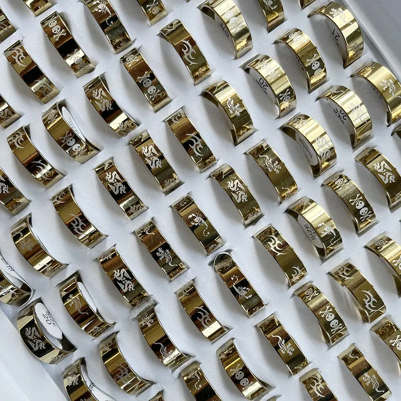 

30 шт., модные золотые кольца из нержавеющей стали для женщин и мужчин, ювелирные изделия, цельные упаковки, LR046, бесплатная доставка