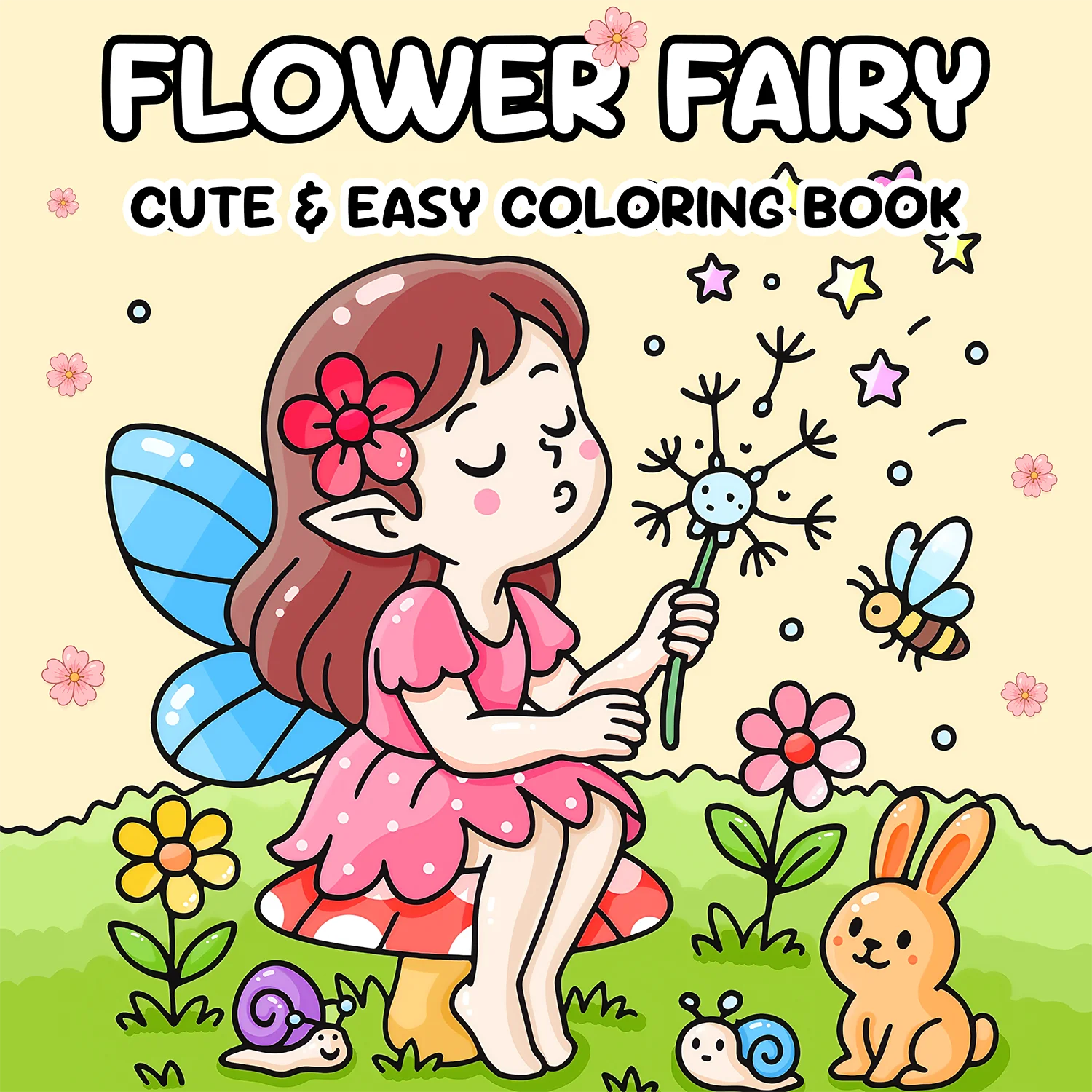 FLOWER FAIRY Cute & easy Patterns Coloring Book for Adults Children Cute Drawing Book Perfect Gift for Party and Birthday