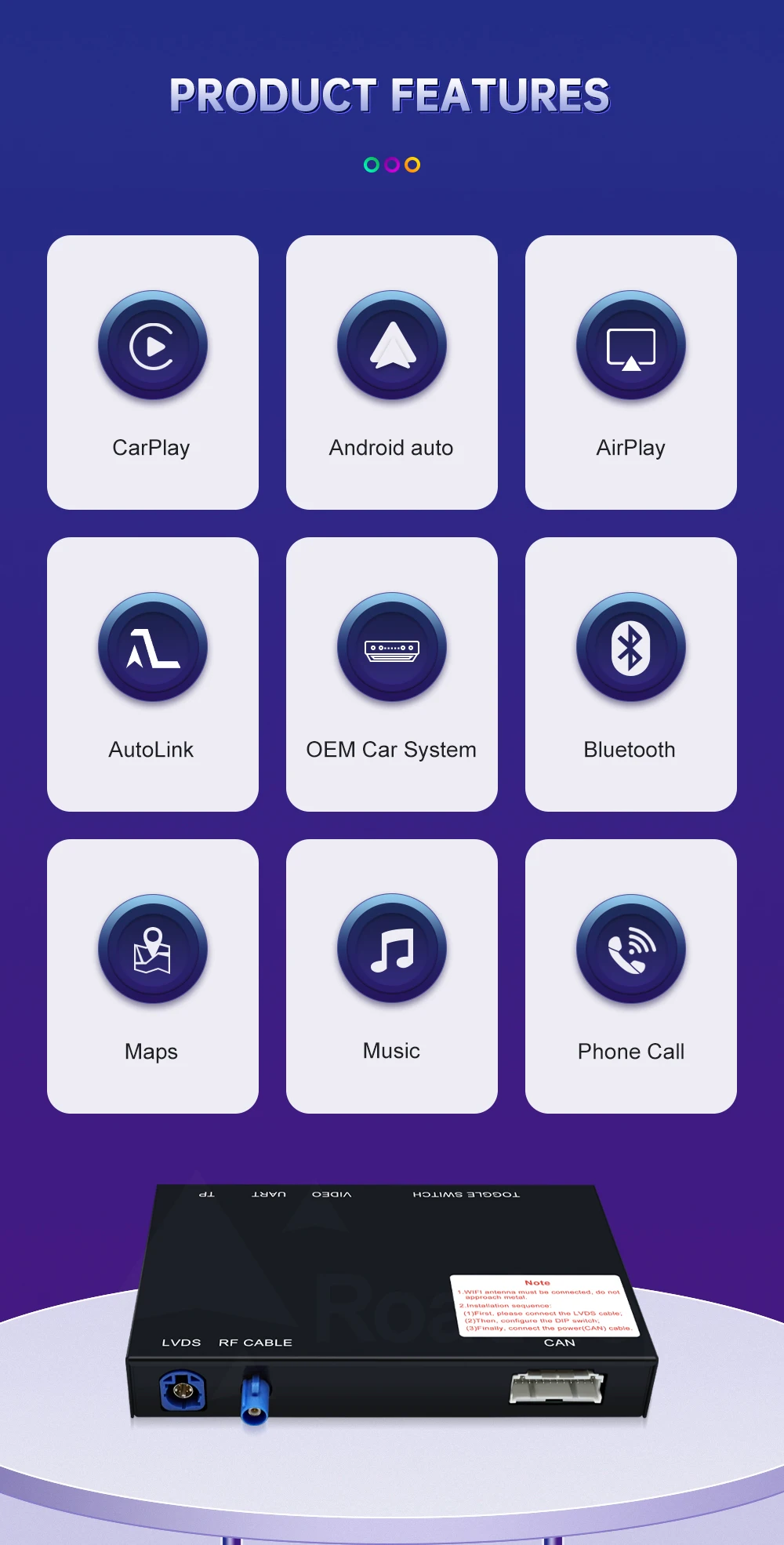 Kabelloses Carplay für Audi A4 B8 A5 Q5 2009-2015 Unterstützt Android Auto AirPlay Mirroring Rückfahrkamera USB Auto-Player – Detail 3