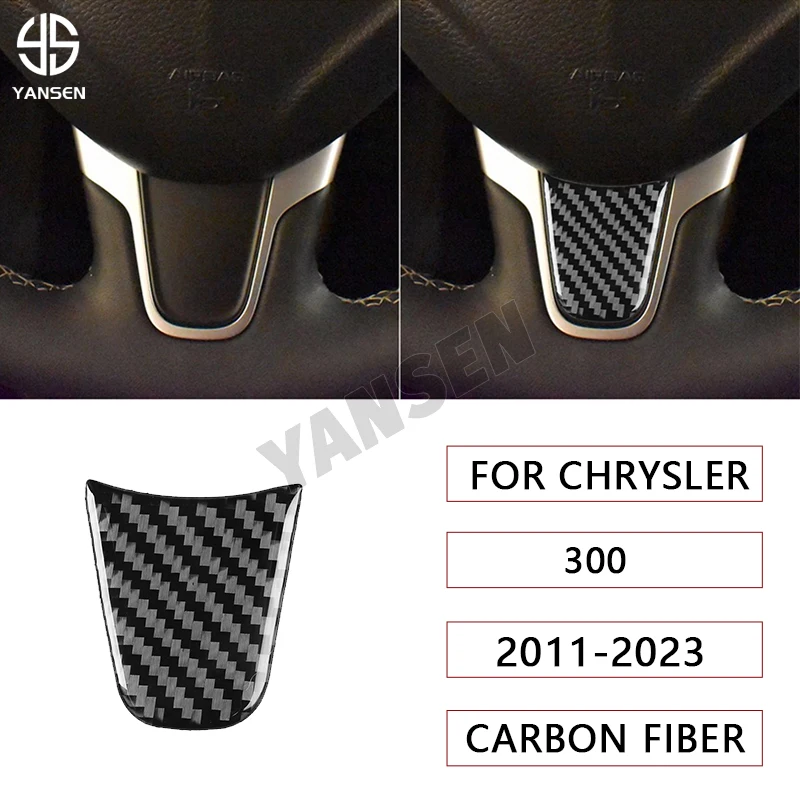 Car Steering Wheel U-Sharp Panel Trim Carbon Fiber Sticker For Chrysler 300 2011 2012 2013-2023 Auto Accessories