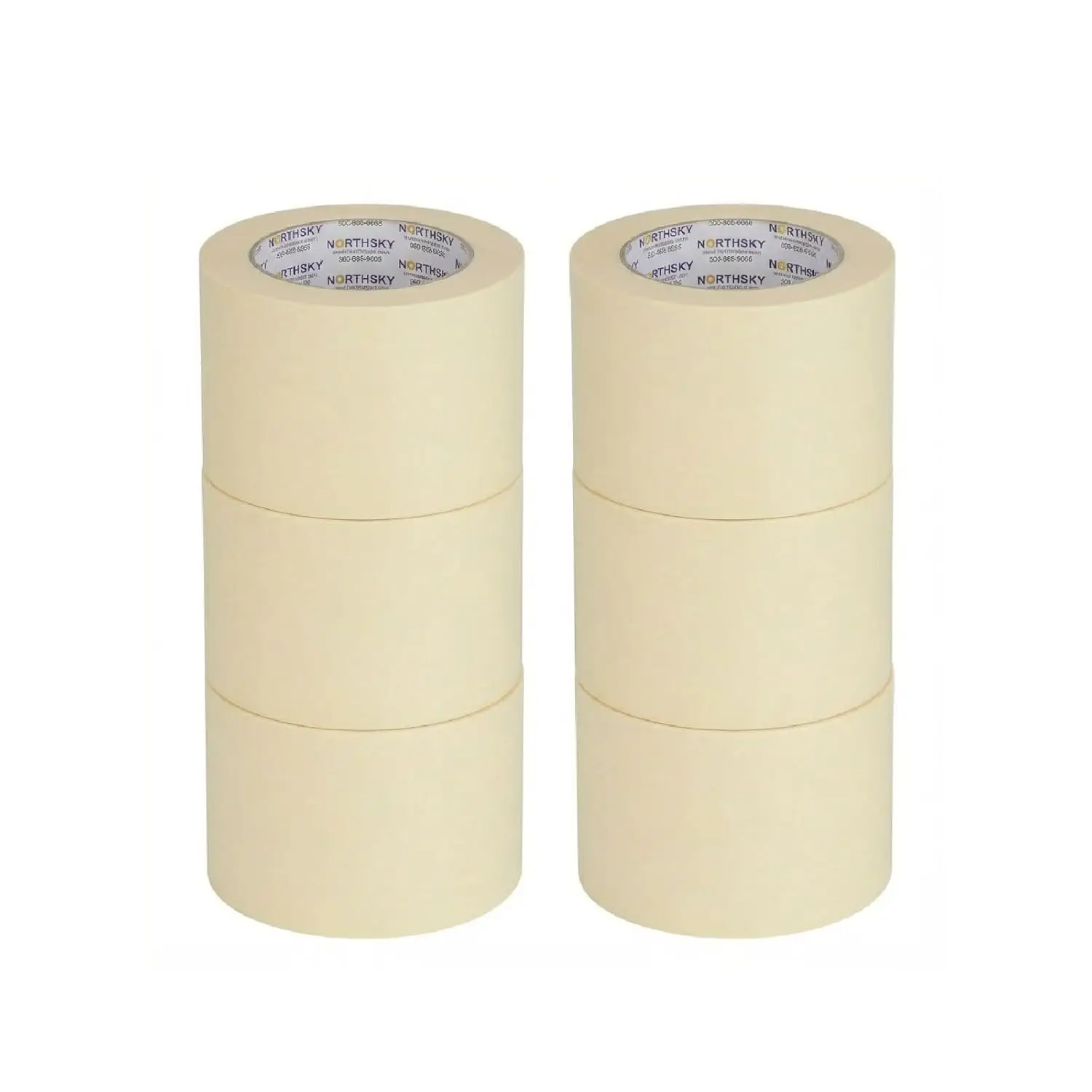 

Masking Tape, Pack of 6 Rolls, 3" x 60 yds for General Purpose Use (360 Total Yards)