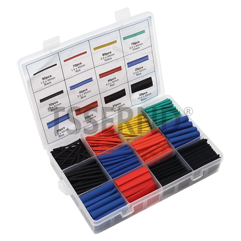 127-750pcs tubo termoretraibile tubo termoretraibile Kit di avvolgimento termoretraibile collegamento elettrico guaina isolante del cavo del cavo