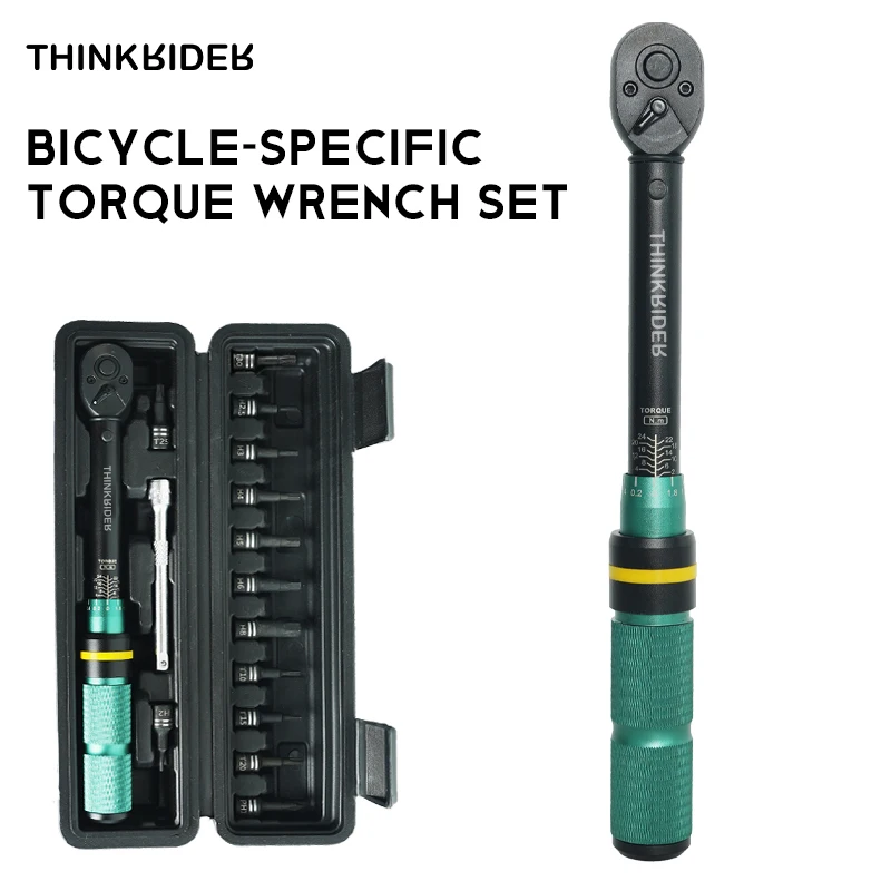 Conjunto de Chave de Torque ThinkRider 2-24 Nm para Bicicletas - Ferramenta de Alta Precisão para Montagem e Manutenção de Bicicletas, Chave Allen de Soquete Duplo