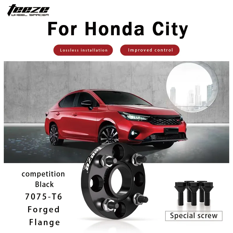 

Teeze 2/4pcs 4x100 CB 56.1mm 12x1.5 Hub Centric Black Forged wheel spacer For Honda City Flange Plate 15/20/25/30mm