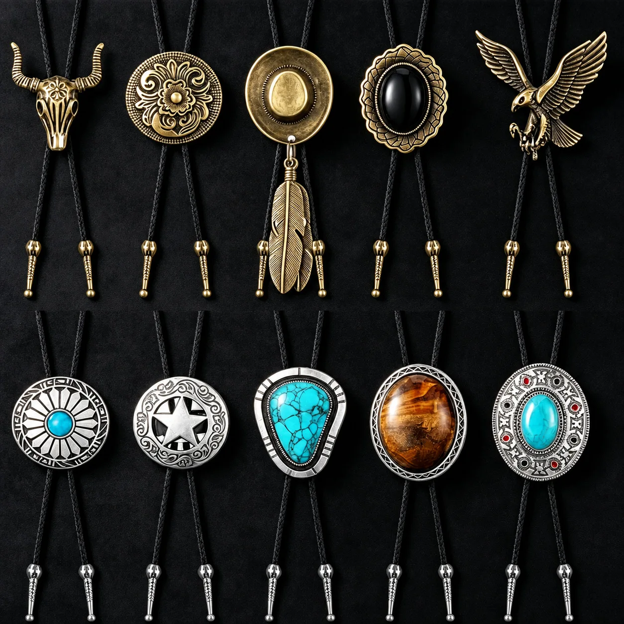 10-pieces-cravate-bolo-de-style-western-vintage-pendentif-retro-en-metal-representant-un-aigle-un-crane-et-une-plume-avec-des-pierres-turquoise-collier-a-cordon-tresse-reglable