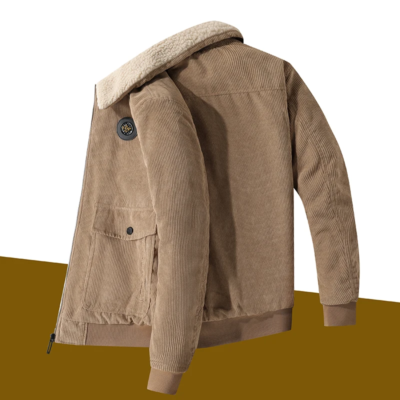 Parka com capuz de lã à prova de vento masculina, tática casual, jaquetas militares, casaco grosso quente, nova moda, outono inverno