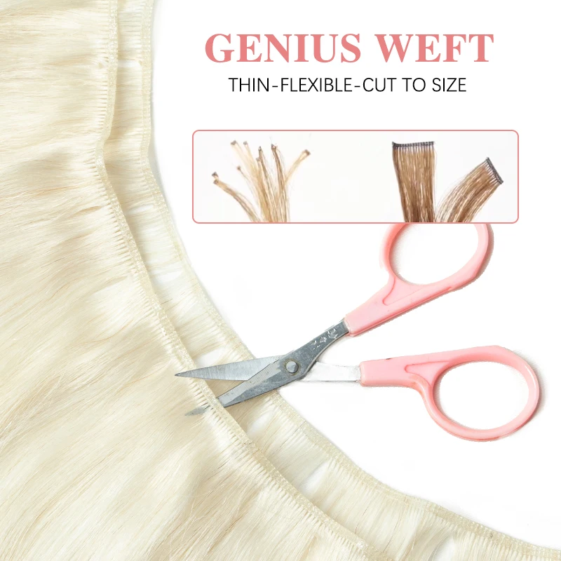 Long Genius Weft Human Hair Bundles Blonde Hair Extensions  Real Natural Human Hair Extensions Machine Remy 12 16 20 inch
