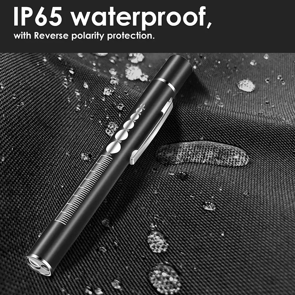 USB Rechargeable Portable Medical Penlight Emergency Flashlight Rechargeable 2 in 1 Pocket LED Pen Lights with Pupil Gauge