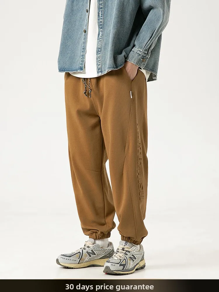 

Retro Japanese Sle Men's Casual Pants Spring Summer New Loose Fit Wide Leg Sweatpants Youthful Energy Cotton Polyester