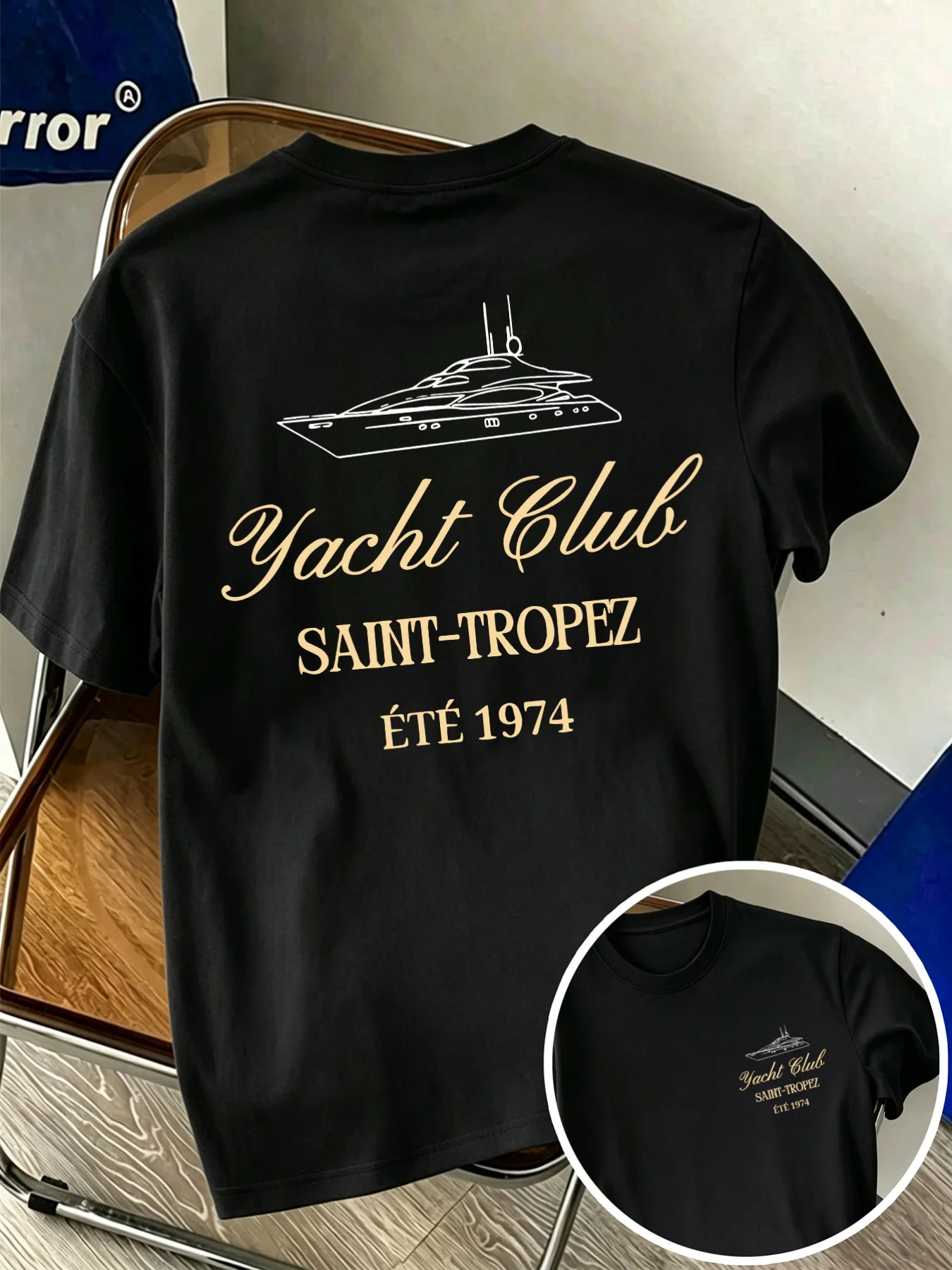 Yacht Club T-Shirt Summer Men's Tracksuit O-Neck Short Sleeve Pullover Top Breathable Sportswear Harajuku Fashion Streetwear