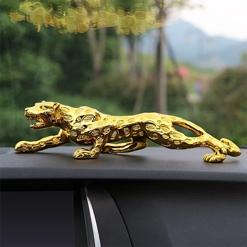 26cm Creative Car Decoration Money Leopard Decoration Car Interior Decoration Animal Ornaments Resin Crafts Home Decor