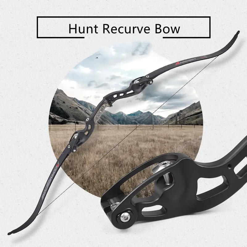 Archery Hunting Equipment CNC High Quality Right Hand 19'' Aluminum ILF Rirser Carbon Limbs Recurve Bow