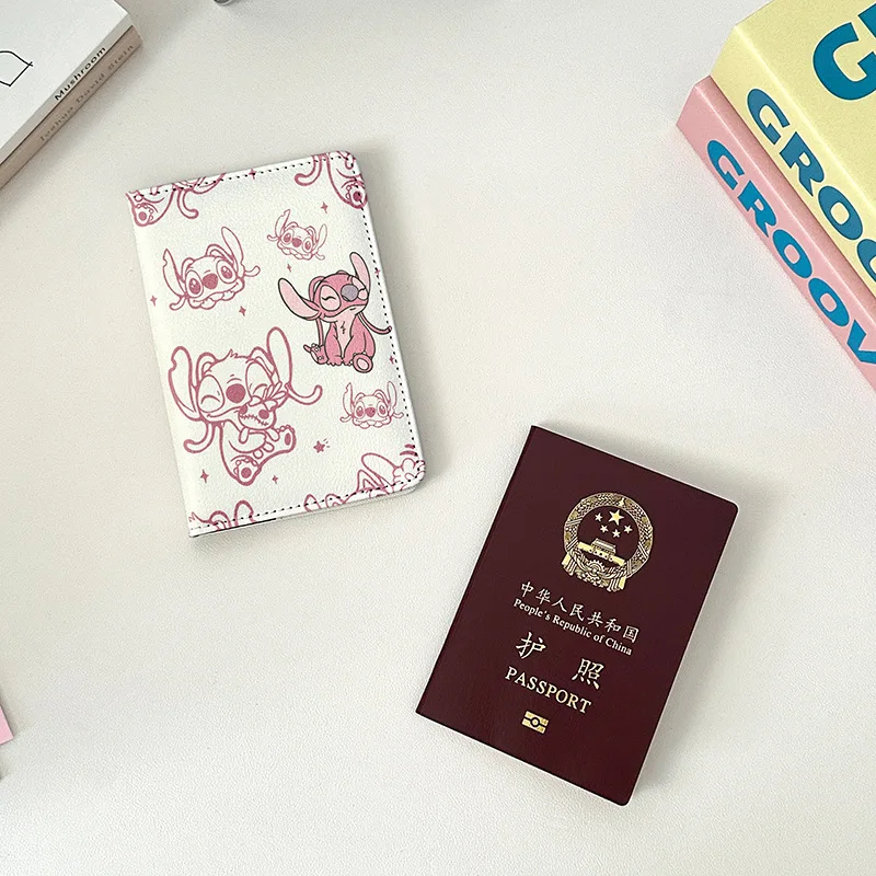 Disney Stitch Passport Holder Fashion PU Leather Travel Passport Protective Cover ID Credit Card Holders Travel Accessories