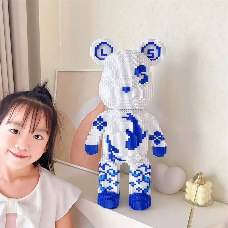 50Cm Chinese Style Blue and White Porcelain Vase Building Block Puzzle High Difficulty Toy Girl Puzzle Birthday Gift Ornament