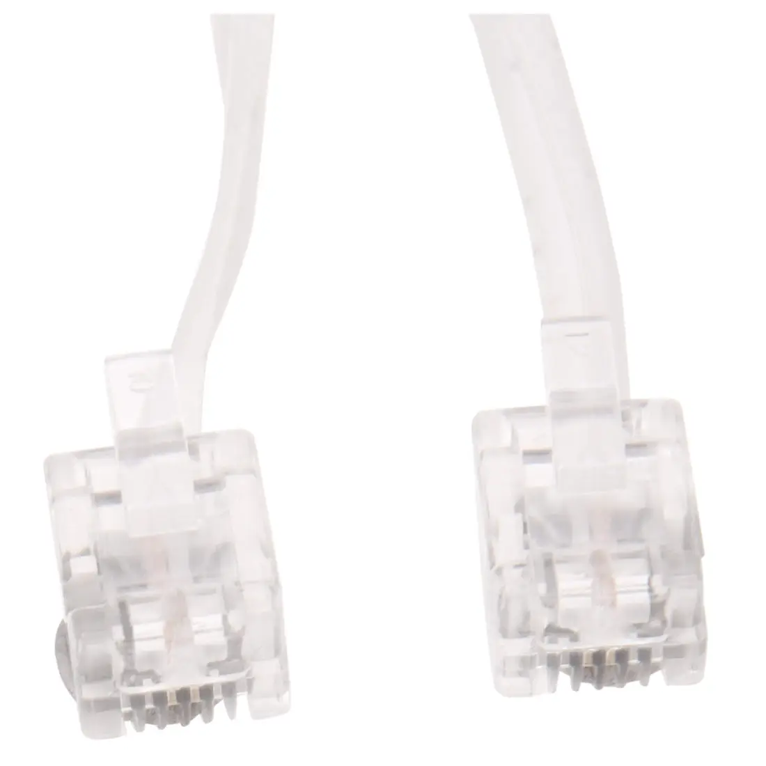 White Male 6P2C RJ11 Plug Telephone Fax Modem Line Cable, 14M for Landline Telephone