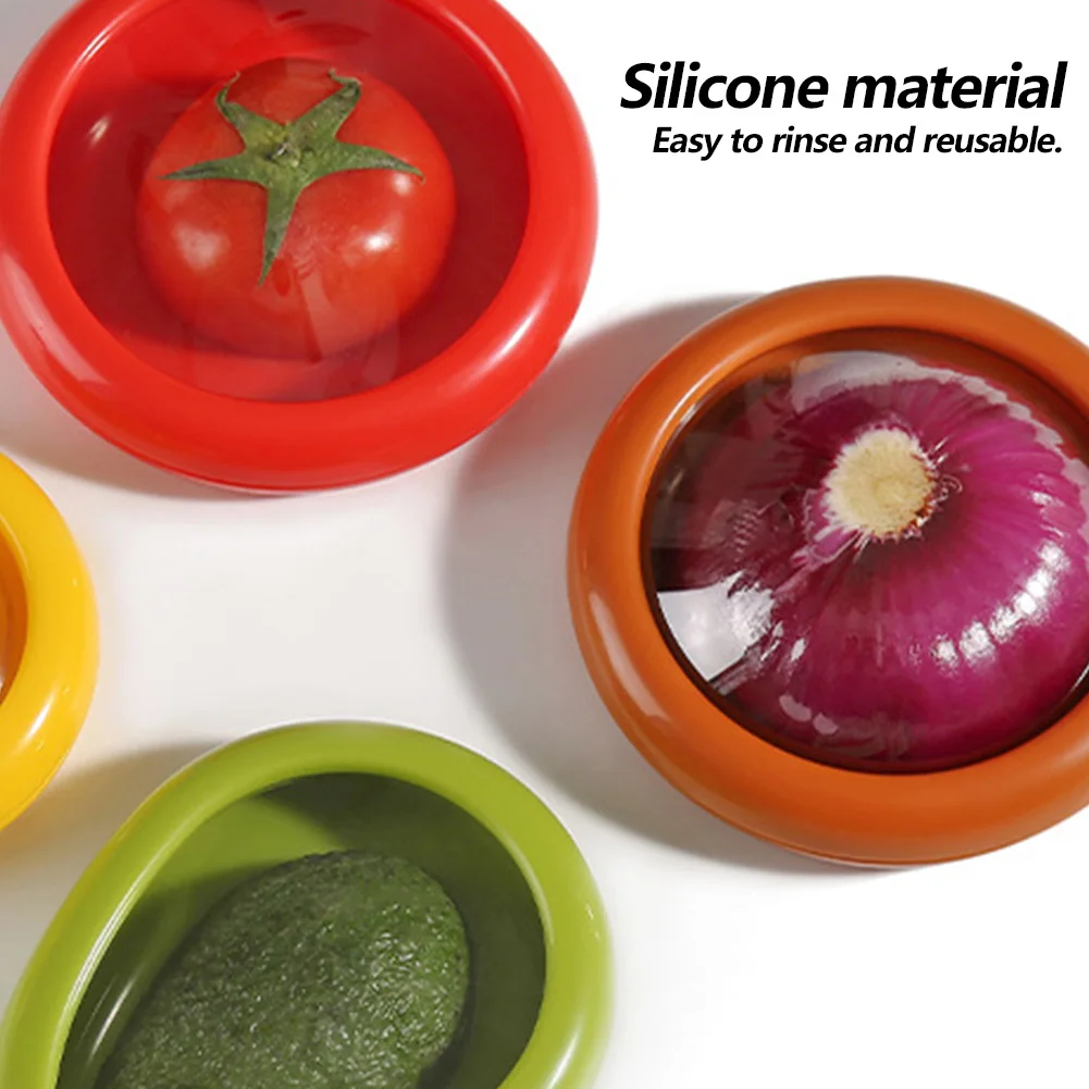 4 Pcs Silicone Fresh Stretch Pod Reusable Fruit and Vegetable Storage Containers Fruit Storage Containers for Fridge