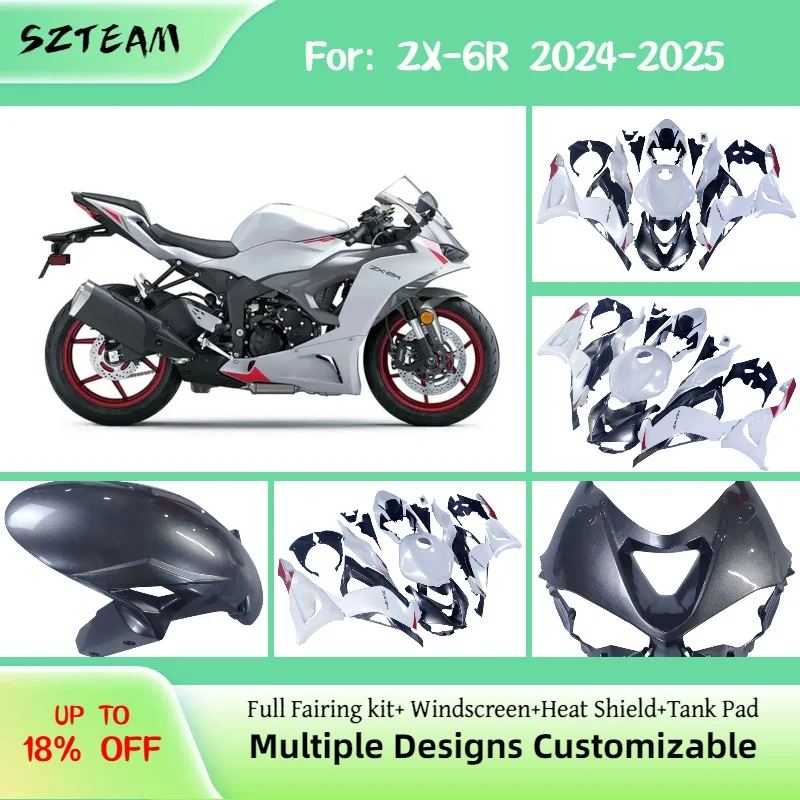 

Для Kawasaki Ninja ZX-6R 2024 2025 обтекатели из АБС-пластика для мотоцикла послепродажного обслуживания Prime обтекатель комплект кузова панель ZX6R