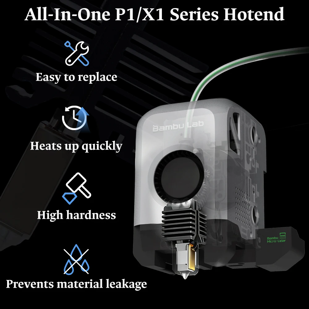 Hotend für Bambu Lab P1P X1C P1S X1 P1P Upgrade-Heißend-Druckkopf 3D-Druckteile für Bambulab mit gehärteter Stahldüse – Detail 5