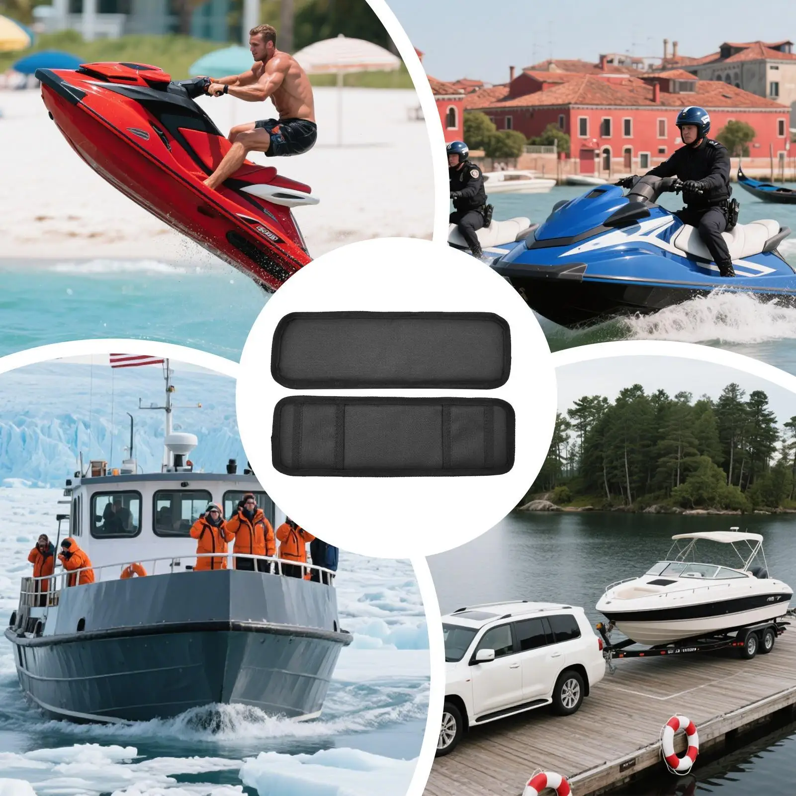 Ratchet Strap Protector 2 Pieces Boat Trailer Strap Protector Polyester Adjustable Pad for Car Boat Trailer Deck Marine