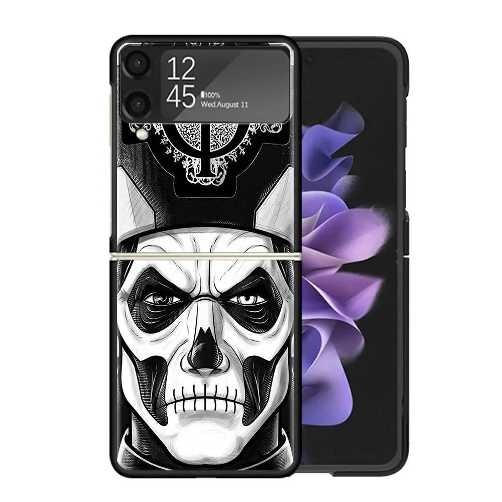 Ghost papa emérito claro caso de telefone para samsung z flip 5 4 3 galaxy zflip 6 5g à prova de choque capa dura impressão tpu pc coque