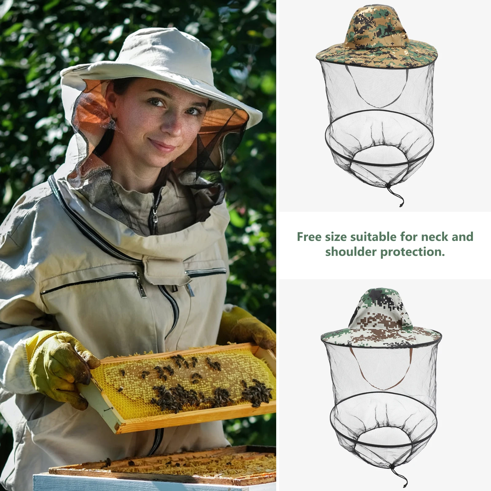 

2 Pcs Mesh Mosquito-proof Fisherman's Hat Hats for Men Head with Netting Travel