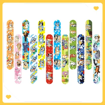 Bluey 가족 시리즈 팔찌 빙고와 그녀의 친구 Pvc 스냅 서클 만화 팻 서클 팔찌 12pcs 어린이 재미 선물